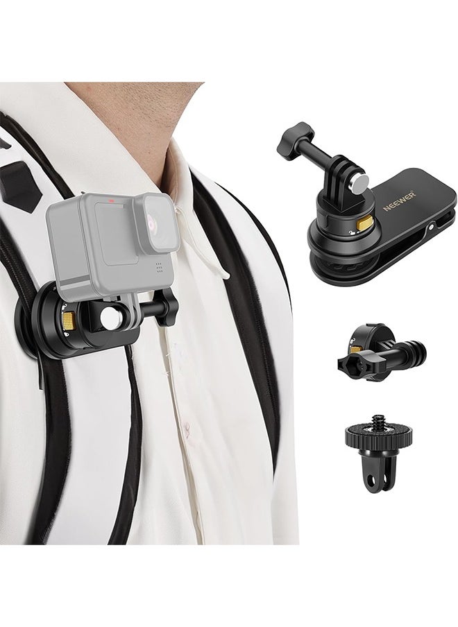 Neewer NEEWER Backpack Mount Magnetic Quick Release Strap Clip Compatible with Hero13 12 11 10 9 8 DJI Action 4 3 Insta360, Shoulder Bag Belt Strap Mount for Point of View Video Recording Vlog, GP22  - Image 1