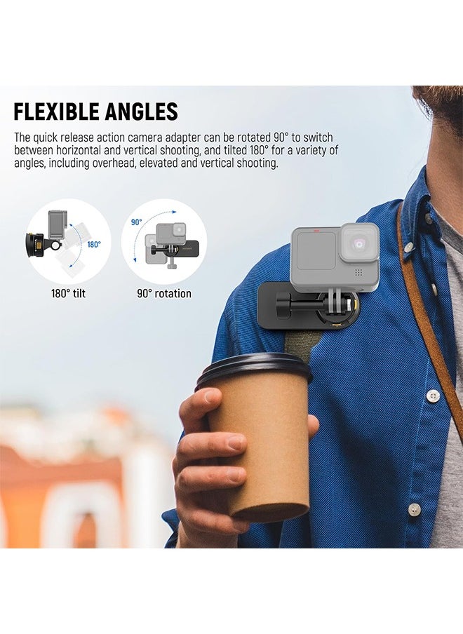 Neewer NEEWER Backpack Mount Magnetic Quick Release Strap Clip Compatible with Hero13 12 11 10 9 8 DJI Action 4 3 Insta360, Shoulder Bag Belt Strap Mount for Point of View Video Recording Vlog, GP22  - Image 2