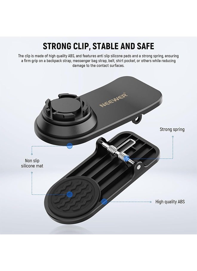 Neewer NEEWER Backpack Mount Magnetic Quick Release Strap Clip Compatible with Hero13 12 11 10 9 8 DJI Action 4 3 Insta360, Shoulder Bag Belt Strap Mount for Point of View Video Recording Vlog, GP22  - Image 4
