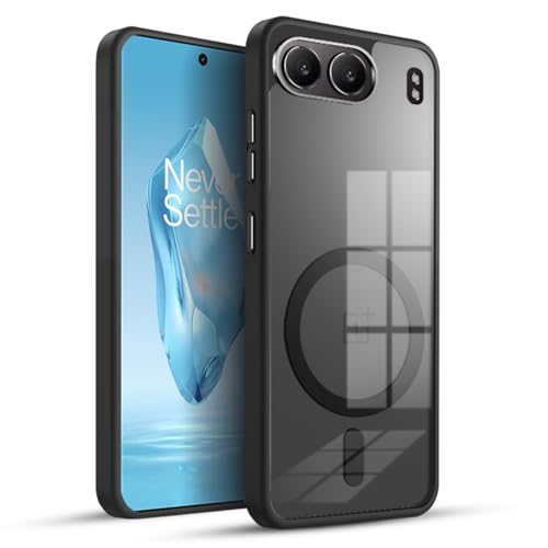 KARWAN Translucent Hybrid Back Case Cover Compatible with Oneplus Nord 4 Shockproof Case with Camera Protection, N52 Magnet Cover Case with Magnetic MagEaze Wireless Charging Cover (Black) - Image 1