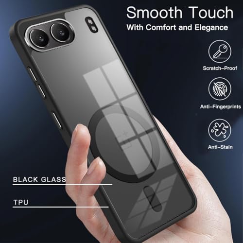 KARWAN Translucent Hybrid Back Case Cover Compatible with Oneplus Nord 4 Shockproof Case with Camera Protection, N52 Magnet Cover Case with Magnetic MagEaze Wireless Charging Cover (Black) - Image 3