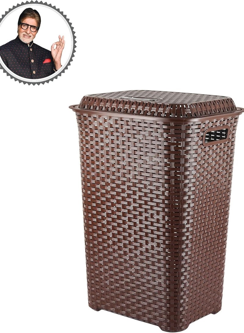 Raxoom Eliza Plastic Laundry Bag/Basket, 50 litres, Dark Brown - Image 4