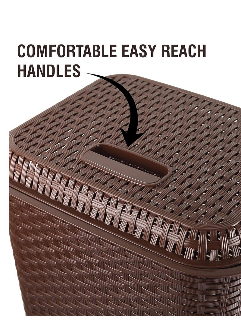 Raxoom Eliza Plastic Laundry Bag/Basket, 50 litres, Dark Brown - Image 5