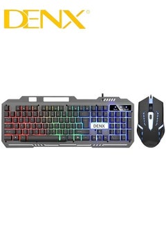 Denx RGB LED Gaming Keyboard with Mouse Set White with Gaming Mousepad  - Image 1