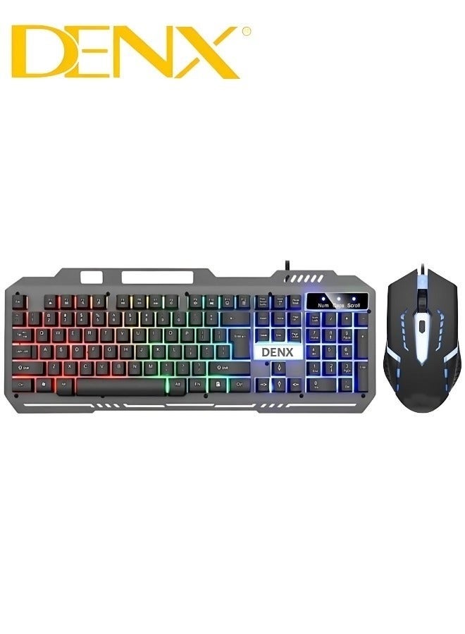Denx RGB LED Gaming Keyboard with Mouse Set White with Gaming Mousepad  - Image 1