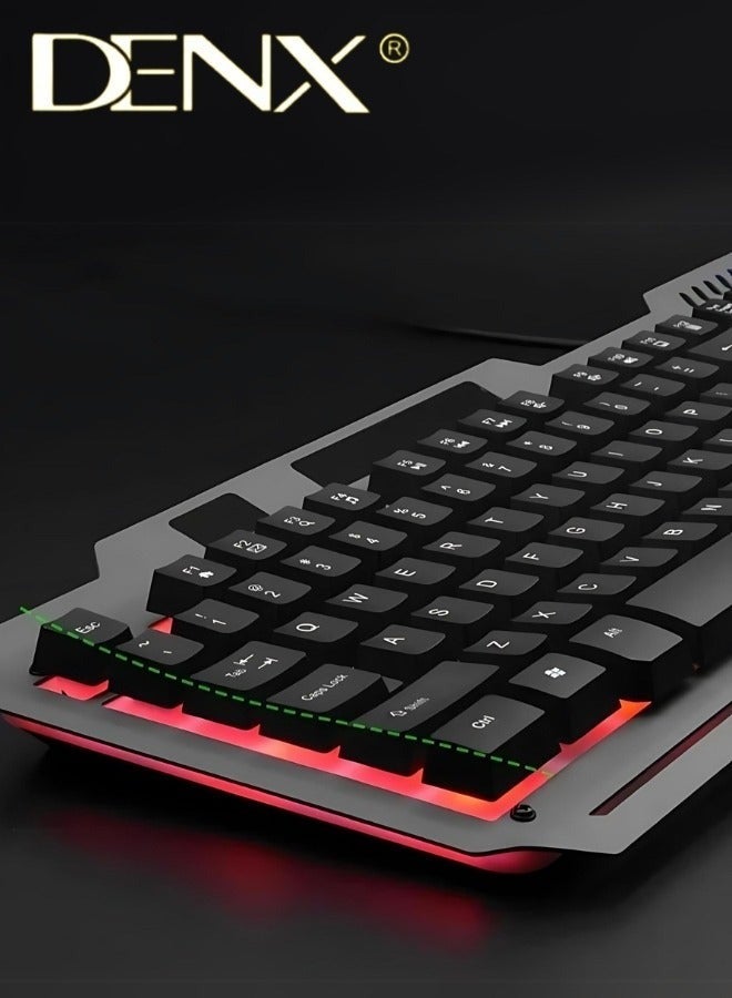 Denx RGB LED Gaming Keyboard with Mouse Set White with Gaming Mousepad  - Image 2