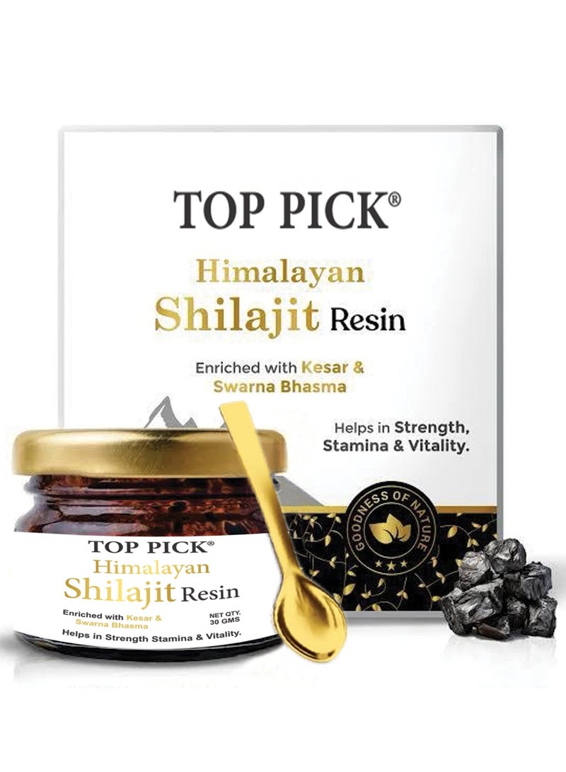 Top Pick Pure Himalayan Shilajit Resin 30g - Enriched with Kesar and Swarna Bhasma