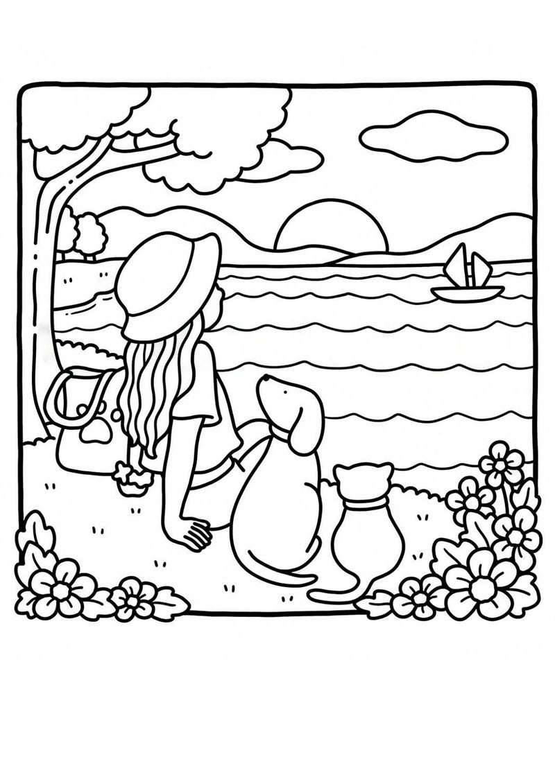 MOMOSO Girl Moments Coloring Book Cute Cartoon & Cozy Daily Scenes For Relaxation Adults & Teens  - Image 2