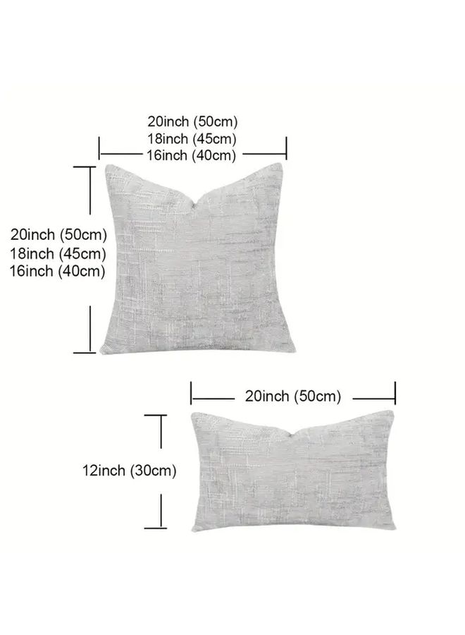 Charcoal Chenille Throw Pillow Covers 30x50cm 2Pcs Textured Decorative Cushion Polyester Machine Washable - Image 3
