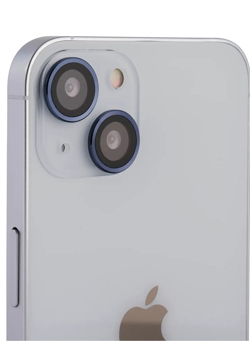 ديفيا Gemstone Lens Protector (2pcs) Compatible for iPhone 13 (6.1") Aluminum Alloy + Tempered Glass Camera Lens Protector, Explosion-proof & Scratchproof - Blue - Image 2