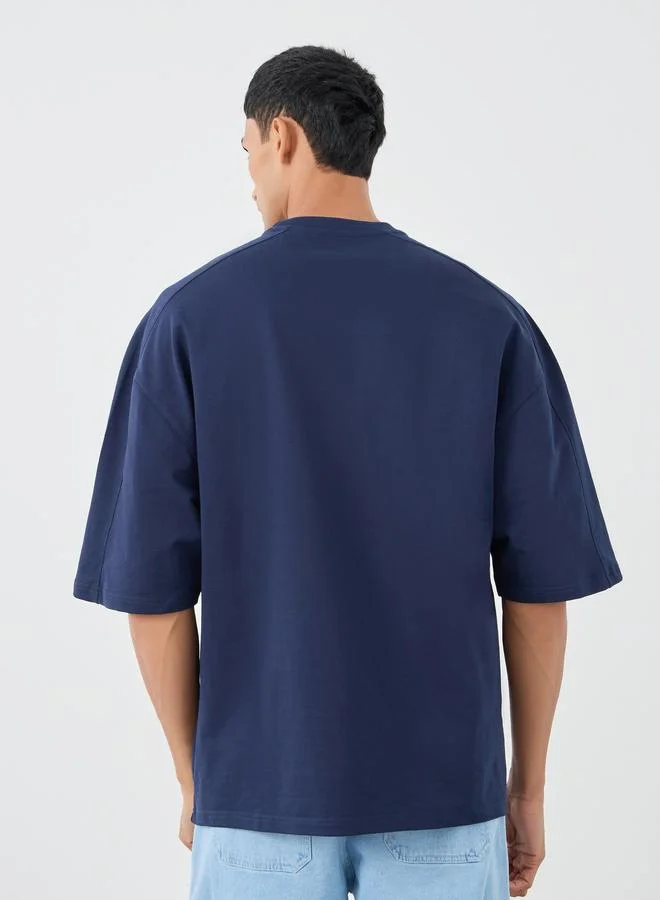 Styli Styli Solid Terry Boxy Fit Round Neck T-Shirt