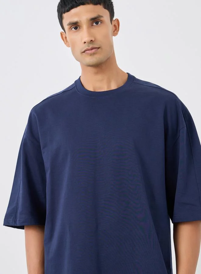 Styli Styli Solid Terry Boxy Fit Round Neck T-Shirt