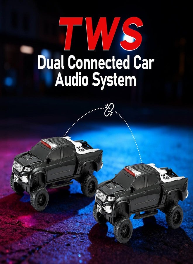 ويستر مكبر صوت بلوتوث WSTER WS-X65 بتصميم شاحنة بيك أب - صوت عالي الدقة، راديو FM، ستيريو TWS، أضواء LED للحفلات، تشغيل USB/TF، ميكروفون مدمج - مكبر صوت بتصميم سيارة أنيق محمول للاستخدام في الهواء الطلق والمنزل (أسود) - Image 5