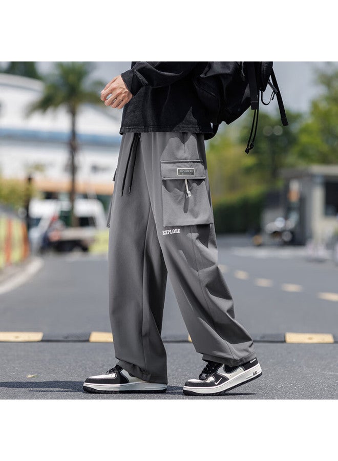 Swamp Area Loose Straight-leg Men's Cargo Pants Spring Autumn Casual Sports Trousers Ks225 Gray 2XL - Image 5