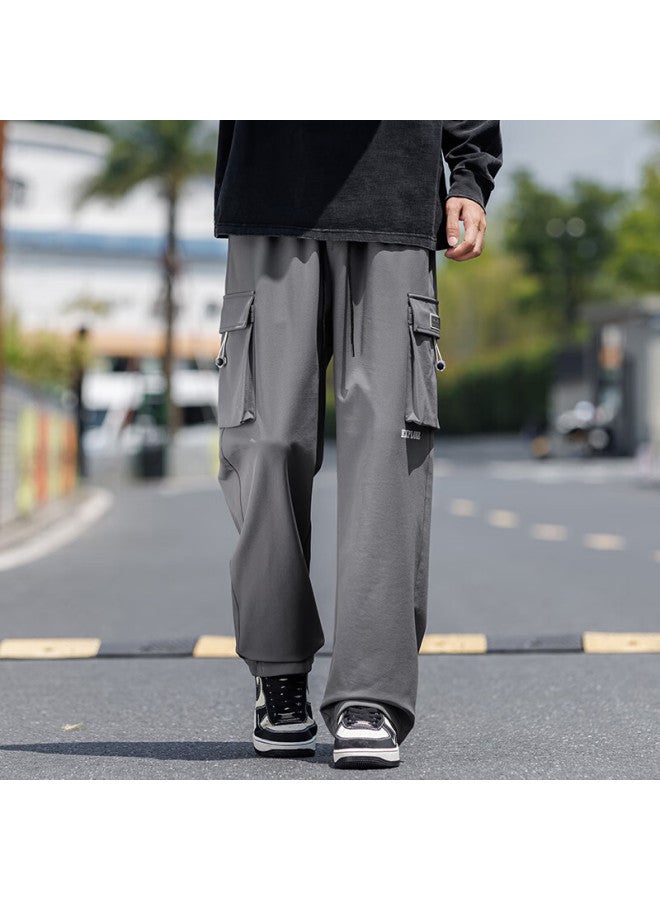 Swamp Area Loose Straight-leg Men's Cargo Pants Spring Autumn Casual Sports Trousers Ks225 Gray 2XL - Image 1