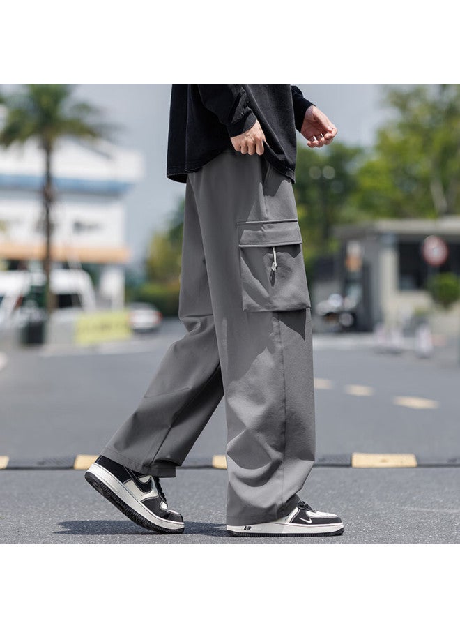 Swamp Area Loose Straight-leg Men's Cargo Pants Spring Autumn Casual Sports Trousers Ks225 Gray 2XL - Image 2