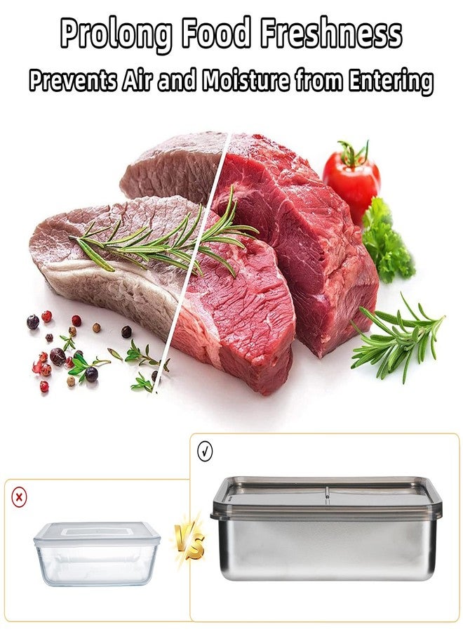 DIBALIYI 4 Pcs Cheese Container for Refrigerator, 304 Stainless Steel Airtight Deli Meat Storage Containers with Lids, Dishwasher Safe Food Container for Fridge with Sponge Wipe - Image 4