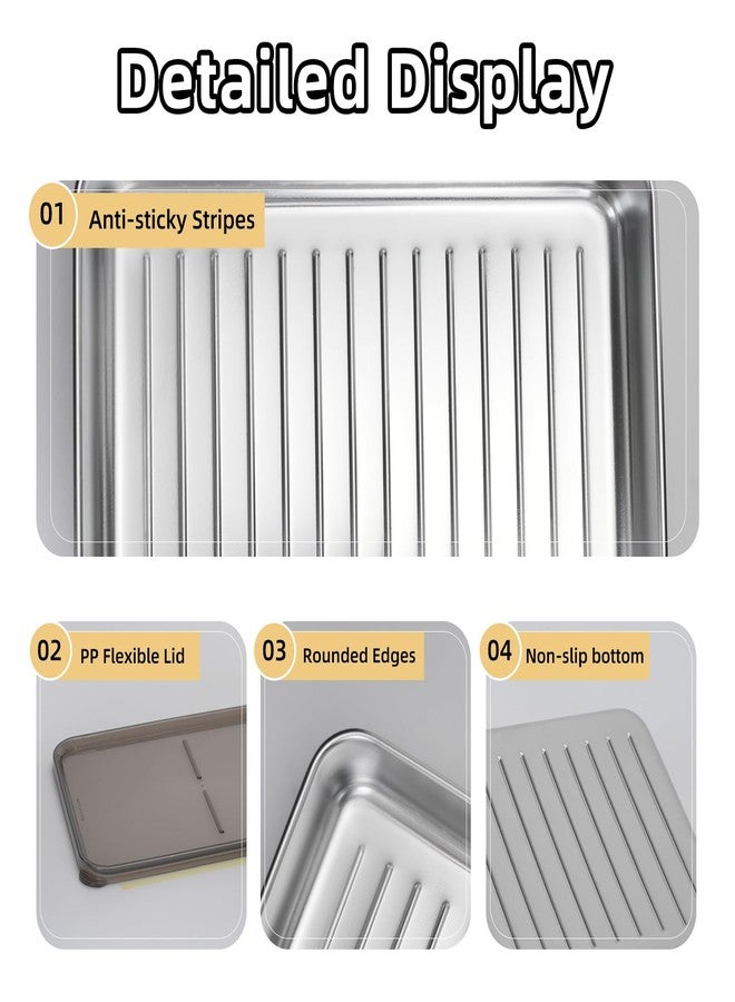 DIBALIYI 4 Pcs Cheese Container for Refrigerator, 304 Stainless Steel Airtight Deli Meat Storage Containers with Lids, Dishwasher Safe Food Container for Fridge with Sponge Wipe - Image 3