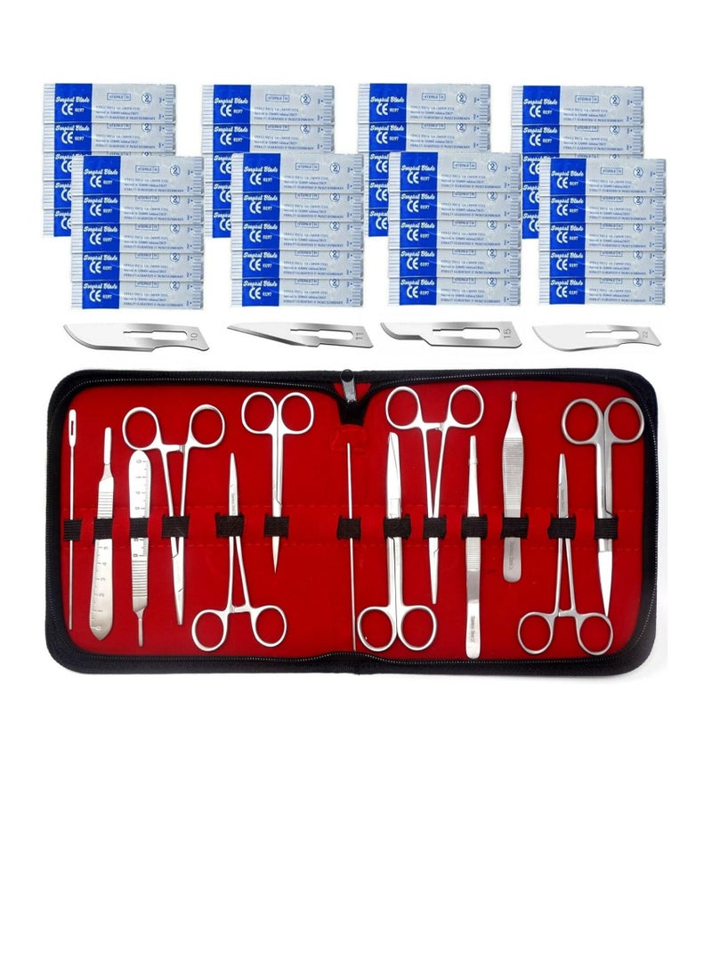 BIONEX 54pc Advanced Training Kit- High Grade Stainless Steel Needle Holder Scissors Hemostat Tweezers All In One Set With Carrying Case - Image 1