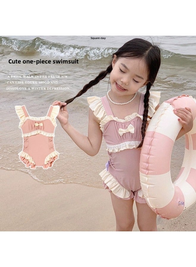 Generic Girls' Swimwear Children's Quick-drying One-piece Swimsuit Style Internet Celebrant Girls' Clothes Princess Style Western Style Swimwear Factory-Color:(same Style Swimming Cap Included) 86138 Pink-Size:Xl Size (fits 15-20kg )  - Image 2