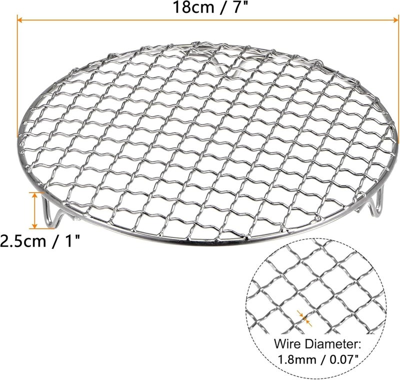 Comicfs Round Cooling Rack Dia 7" 304 Stainless Steel Cross Wire Baking Barbecue Carbon Net Grill Pan Cooking Rack Steaming Rack with Legs Fits Air Fryer/Pressure Cooker/Stockpot/Dutch Oven (18cm/7") - Image 2