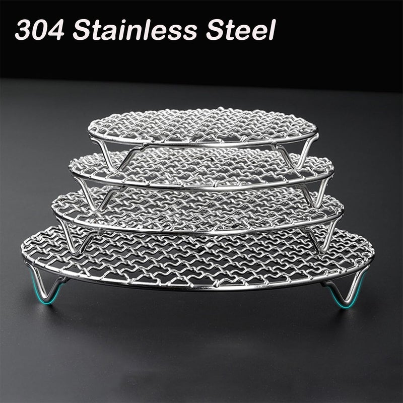 Comicfs Round Cooling Rack Dia 7" 304 Stainless Steel Cross Wire Baking Barbecue Carbon Net Grill Pan Cooking Rack Steaming Rack with Legs Fits Air Fryer/Pressure Cooker/Stockpot/Dutch Oven (18cm/7") - Image 4