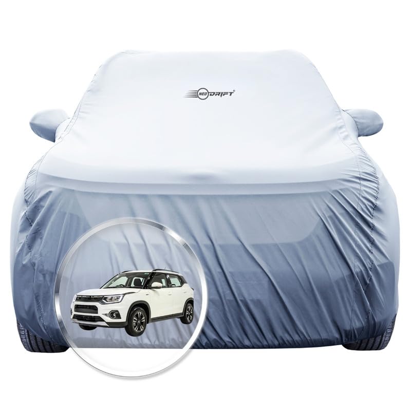 NEODRIFT 'SilverTech' Car Cover for Vitara Brezza (100% Water-Resistant, All Weather Protection, Tailored Fit, Precision-Fit & Breathable Fabric) (Colour: Silver) (Model: 2020-2026) - Image 1