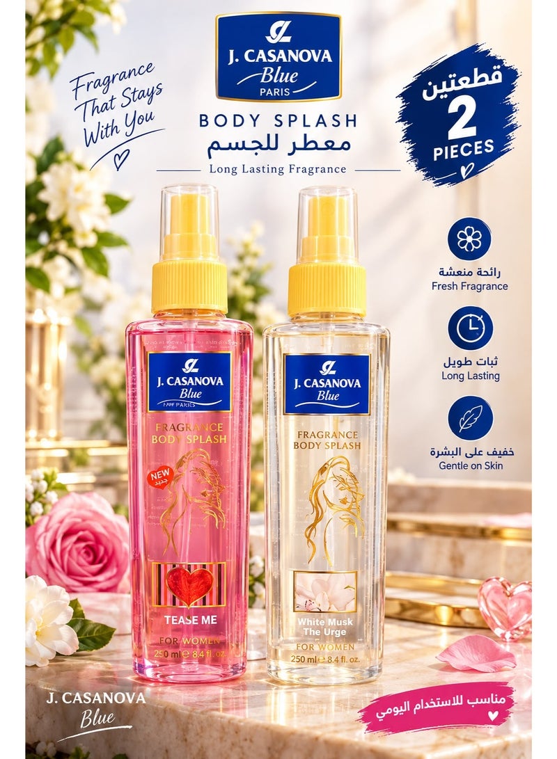 Casanova J. Casanova Blue Fragrance Body Splash Set for Women – 2 Pieces (250 ml Each) - Image 1