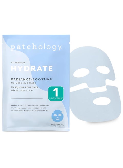 Patchology Hydrate SmartMud Clay Mask - No Mess Blue Clay Face Mask with Hyaluronic Acid for Hydrating & Smoothing Skin - Exfoliates Pores & Refreshes Complexion - Face Skin Care Solution (1 Count)