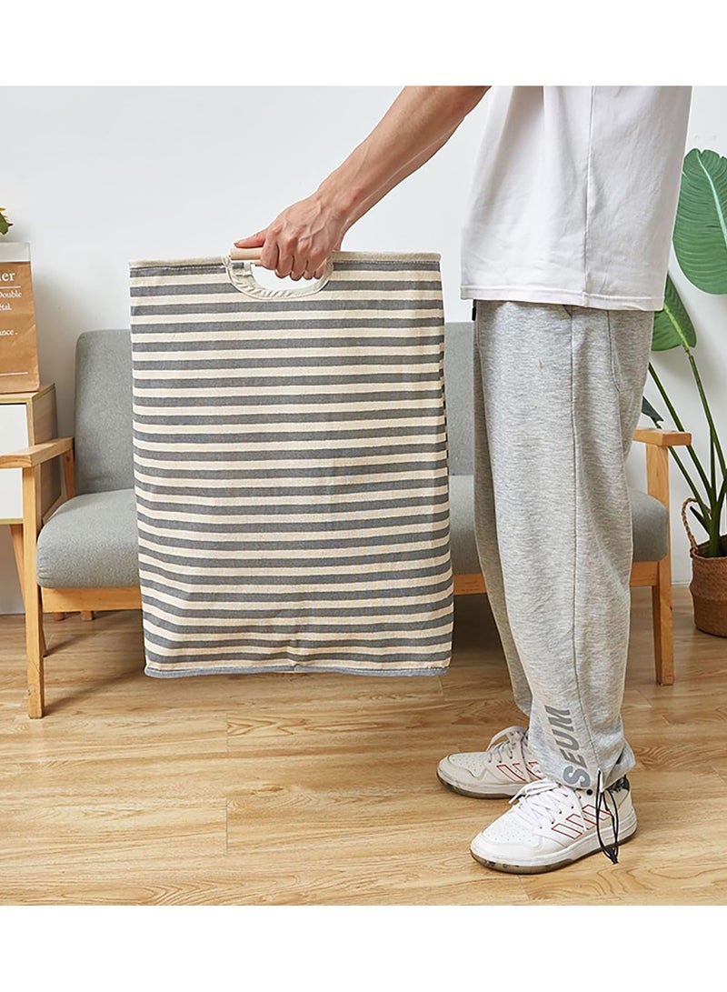 Hanayo 2 Pack Laundry Baskets Waterproof Foldable Bag Organizer Basket with Carry Handles Storage Basket for Clothes Toys Dirty Clothes(Grey+Beige） - Image 4