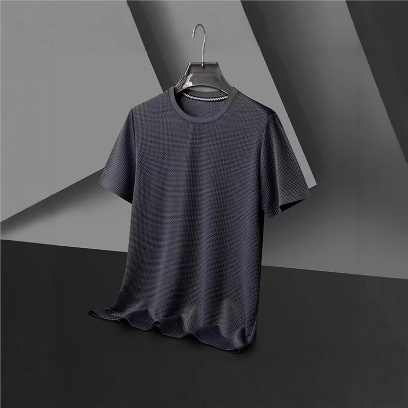 Men'S Short-Sleeved T-Shirt Summer Waffle Loose Half-Sleeved Top Boys Trendy Casual Mesh Breathable T-Shirt - Image 4