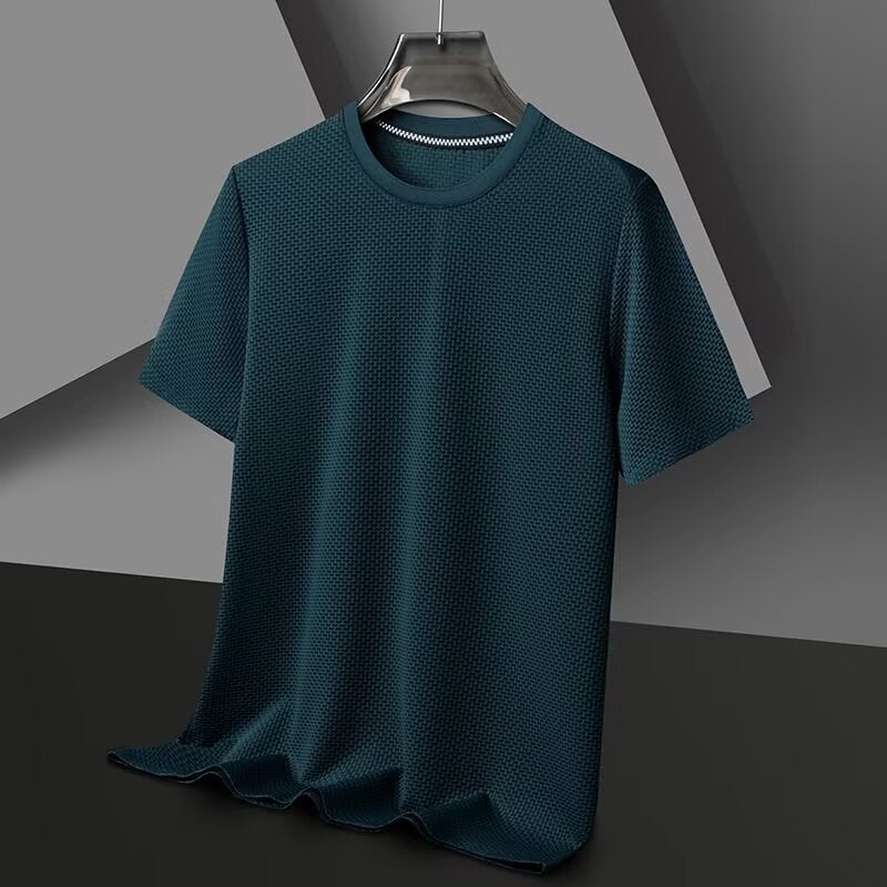 Men'S Short-Sleeved T-Shirt Summer Waffle Loose Half-Sleeved Top Boys Trendy Casual Mesh Breathable T-Shirt - Image 1
