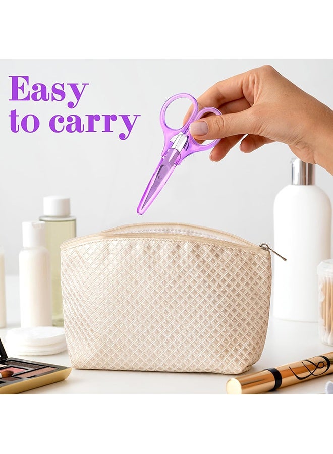 Wffo 3.5 Inch Craft Scissors - 2 Pcs All Purpose Mini Scissors with Protective Cover for Embroidery, Quilting, Sewing, Knitting, Crafting, Cross Stitch, Crochet - Straight Fine Tips Mini Sewing Scissors Set - Pink/Purple - Image 5