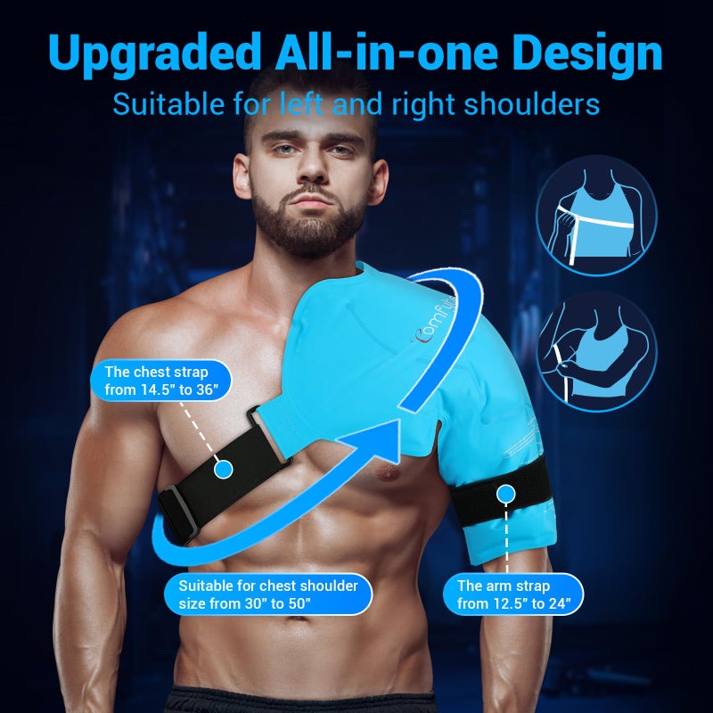 Comfytemp Shoulder Ice Pack Rotator Cuff Cold Therapy Wrap, FSA Eligible HSA, Gel Ice Packs for Injuries Reusable, Instant Cold Compress Shoulder Brace for Pain Relief, Surgery Recovery Gift (Large) - Image 3
