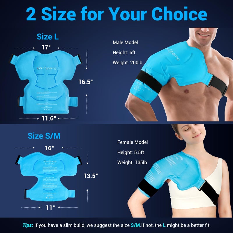 Comfytemp Shoulder Ice Pack Rotator Cuff Cold Therapy Wrap, FSA Eligible HSA, Gel Ice Packs for Injuries Reusable, Instant Cold Compress Shoulder Brace for Pain Relief, Surgery Recovery Gift (Large) - Image 2