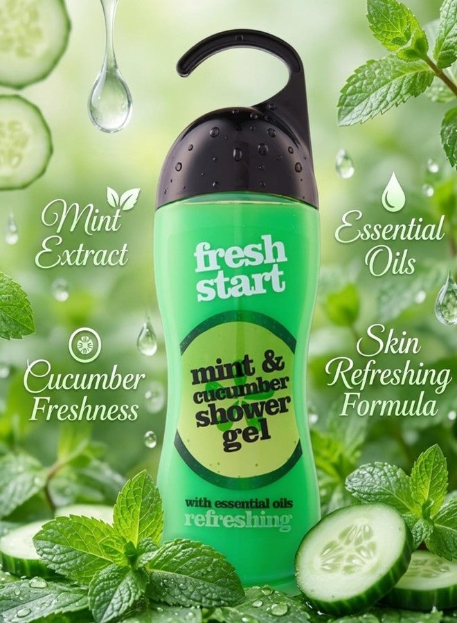 XHC Xpel Marketing Fresh Start Mint & Cucumber Body Wash With Essential Oils, Bumpy skin, Exfoliates & Deep cleanses skin, Liquid Shower Gel for Glowing Skin, No parabens 400ml - Image 3