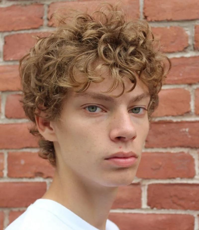 Mens Wig Short Curly Blonde Wig Heat Resistant Synthetic Cosplay Replacement Wigs for Men