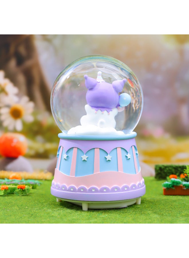 Creative Trendy Play Kummi Music Box Crystal Ball Luminous Music Box Children's Music Box Boys And Girls Student Gifts-Color:8015 Foundation Base-Size:Medium Size 80 Falling Snow + Light + Music - Image 5