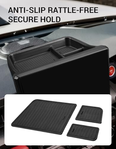 Ecarzo Dashboard Storage Box for Toyota Tacoma 2024 2025 2026, 14-Inch Screen Rear Tray Organizer, ABS Dashboard Storage Tray with Anti-Slip Liner, Center Console Accessory for Daily Essentials - Image 4