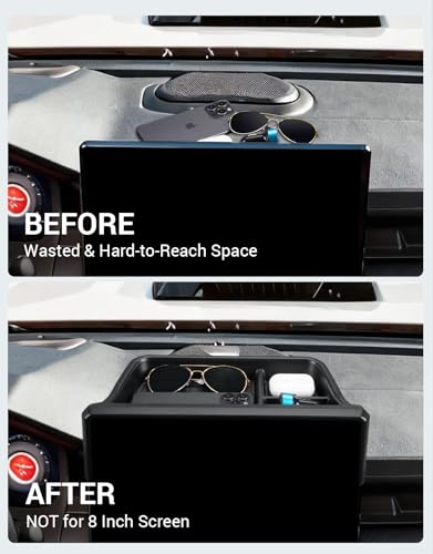 Ecarzo Dashboard Storage Box for Toyota Tacoma 2024 2025 2026, 14-Inch Screen Rear Tray Organizer, ABS Dashboard Storage Tray with Anti-Slip Liner, Center Console Accessory for Daily Essentials - Image 3
