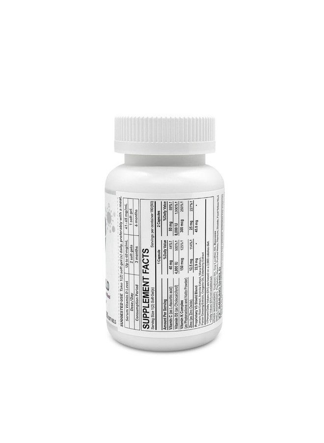 NANOWELL نانويل V3 درع المناعة - مكمل دعم المناعة مع فيتامين C، فيتامين D3، مركب فيتامين K، وزنك - 180 كبسولة لينة، إمداد لمدة 180 يومًا - Image 2