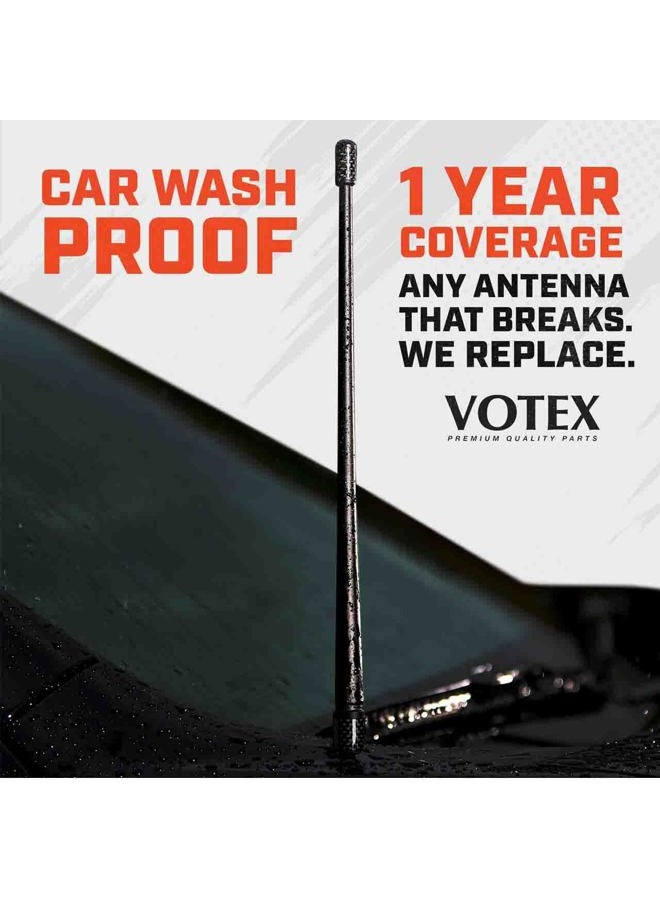 Votex The Spartan - 13 3/4 Inch Short Flexible Rubber Antenna fits Chevrolet Silverado 1500, 2500, 3500 | GMC Sierra 1500,2500,3500 Accessories - Black Carbon Fiber Trim - Tuned Internal Copper Coil - Image 3