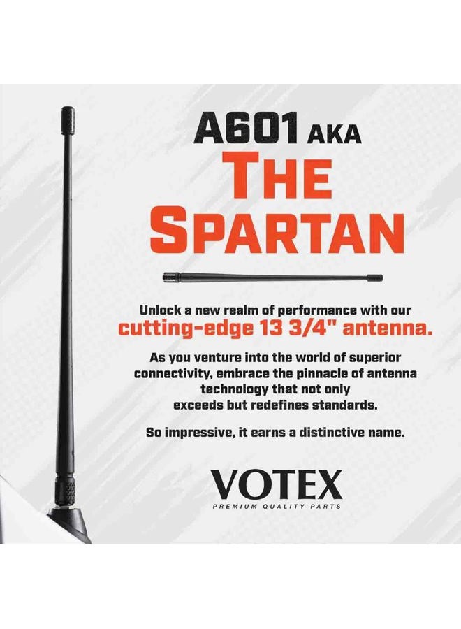 Votex The Spartan - 13 3/4 Inch Short Flexible Rubber Antenna fits Chevrolet Silverado 1500, 2500, 3500 | GMC Sierra 1500,2500,3500 Accessories - Black Carbon Fiber Trim - Tuned Internal Copper Coil - Image 4