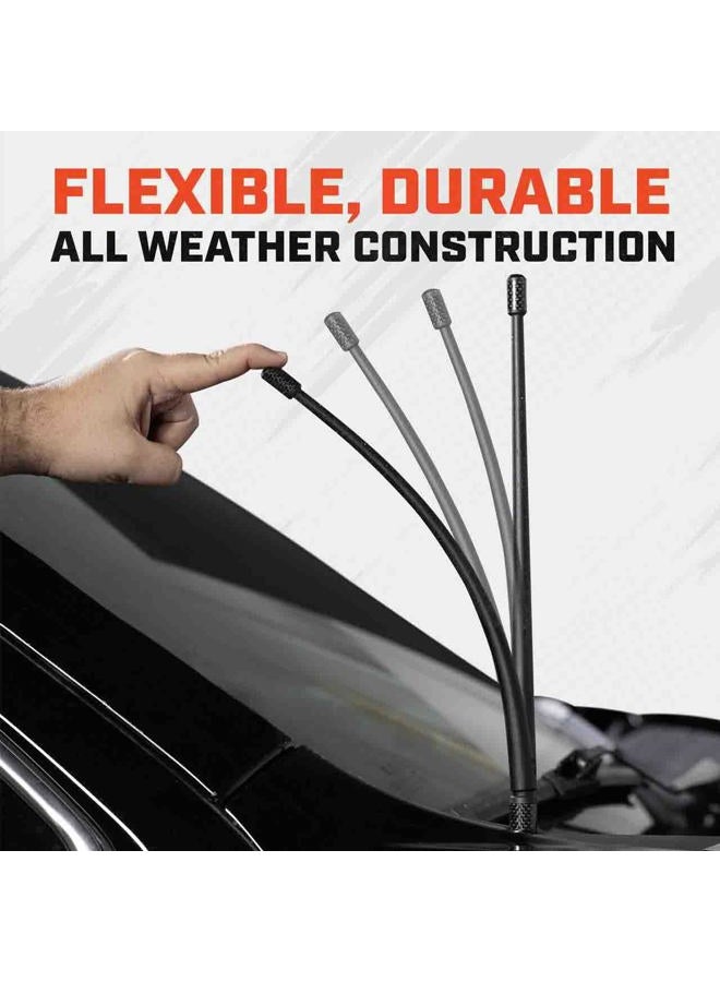 Votex The Spartan - 13 3/4 Inch Short Flexible Rubber Antenna fits Chevrolet Silverado 1500, 2500, 3500 | GMC Sierra 1500,2500,3500 Accessories - Black Carbon Fiber Trim - Tuned Internal Copper Coil - Image 5