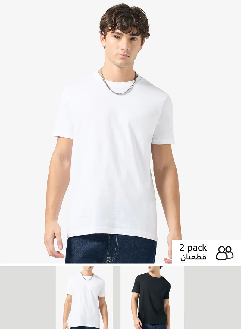 سفنتي فايف بيسيكس عبوة من  تي شيرت بياقة دائرية