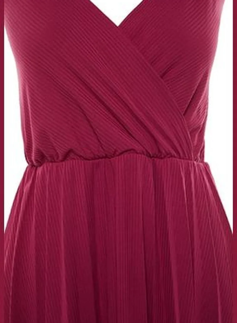 trendyol Pleated V-neck Dress