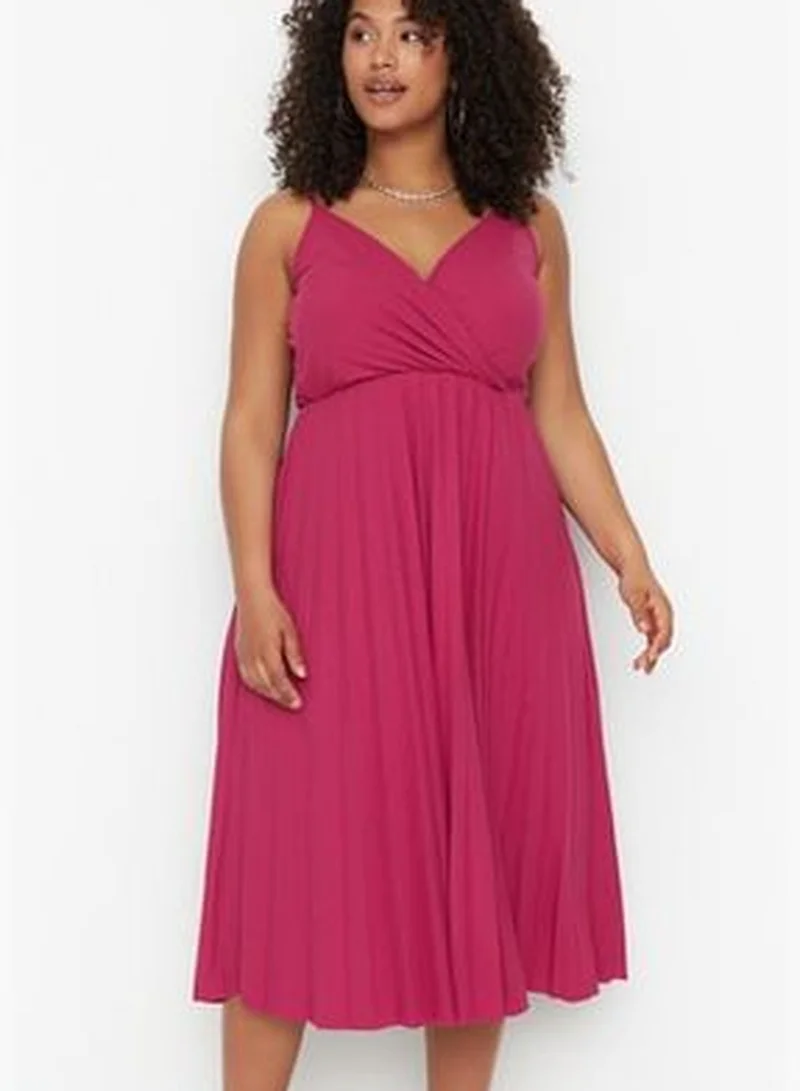 trendyol Pleated V-neck Dress