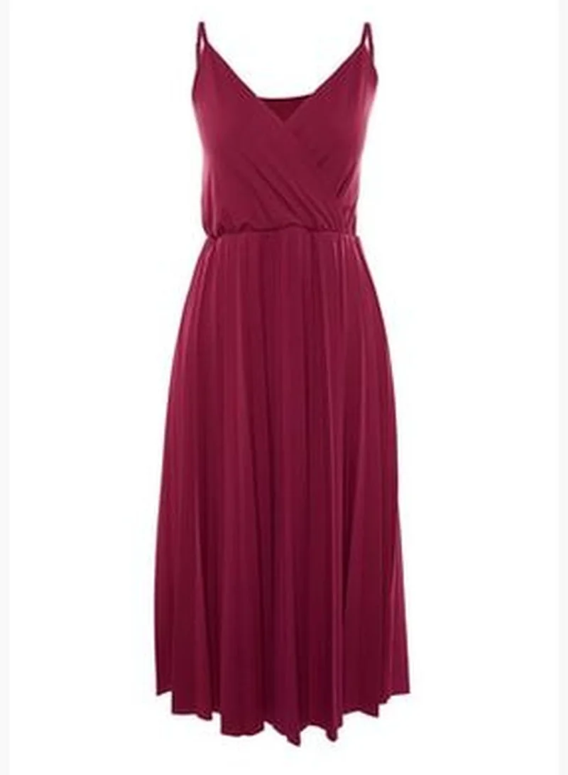 trendyol Pleated V-neck Dress