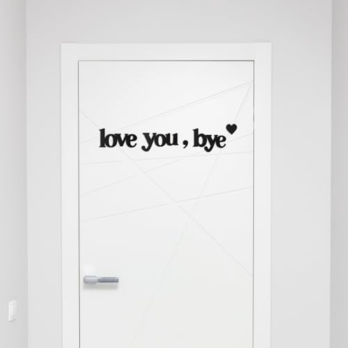 Longan Craft Love You Bye Sign Above Door Wooden Door Topper Decoration, Love You Bye Sign for Door Frame Corner Wall Décor Home Art Gift, Hallway Entryway Decorations Express Loves and Warm(Black Color with Heart) - Image 4