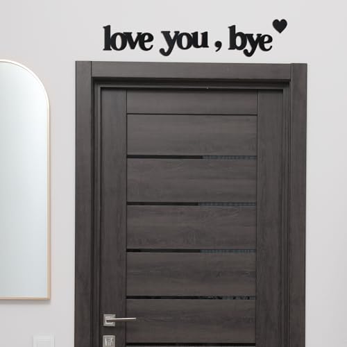 Longan Craft Love You Bye Sign Above Door Wooden Door Topper Decoration, Love You Bye Sign for Door Frame Corner Wall Décor Home Art Gift, Hallway Entryway Decorations Express Loves and Warm(Black Color with Heart) - Image 5